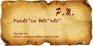 Patócs Máté névjegykártya